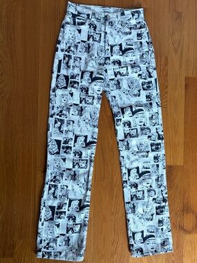 Reformation Newsprint High Rise Straight Long Jeans - EUC
